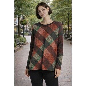 Nally &‎ Millie Womens Sweater Plaid Tartan Style NWT L/XL New A116 Excellent